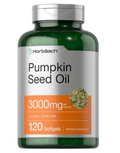 Horbäach Aceite de semilla de calabaza | 3000 mg | 120 cápsulas de gel suave | Suplemento dietético prensado en frío  Fórmula sin OMG y sin gluten