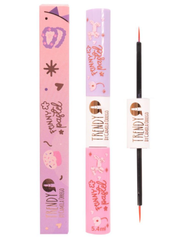 Delineador Doble Matte Funny Pastel Rosado Y Morado  Trendy