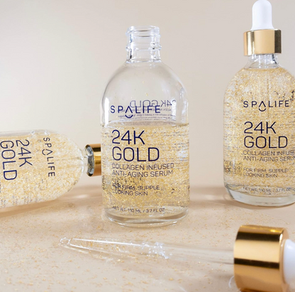 SERUM COREANO  nutritivo de oro y plata antienvejecimiento (oro de 24 quilates y colágeno) 3.7 fl oz (3.7 onzas líquidas) - Aumenta la firmeza, la hidratación y la luminosidad