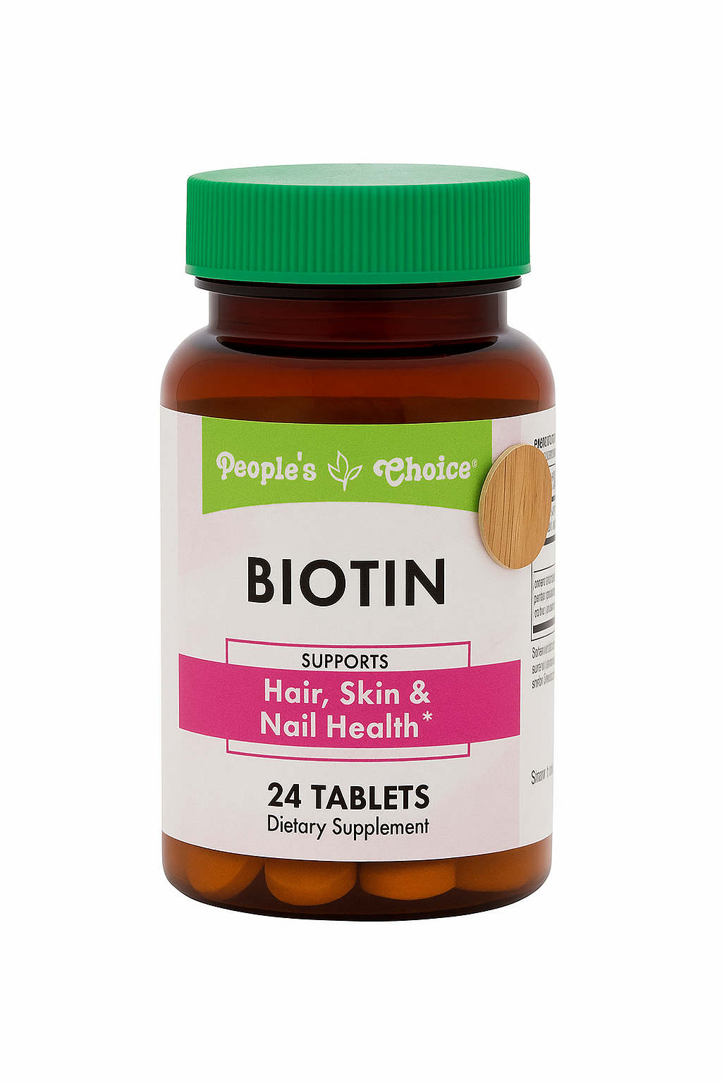 Biotina People’s Choice – Suplemento para Cabello, Piel y Uñas Fuertes (24 Tabletas)